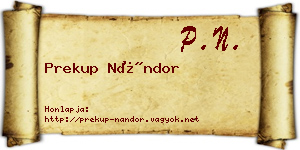 Prekup Nándor névjegykártya